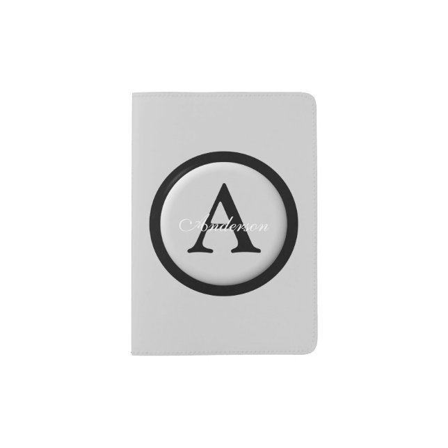 Personalized Name Monogram Silver Metallic Button  Passport Holder (Front)