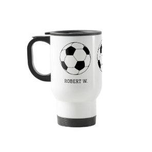 Personalized Name Monogram Soccer Football Travel Mug