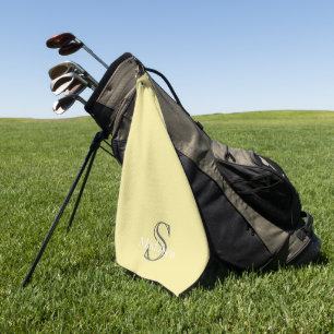 Personalized Name Monogram Soft Yellow Black Yoga Golf Towel