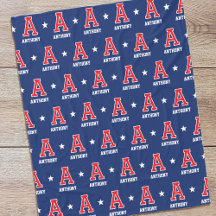 Personalized Name Monogram Star Red Navy