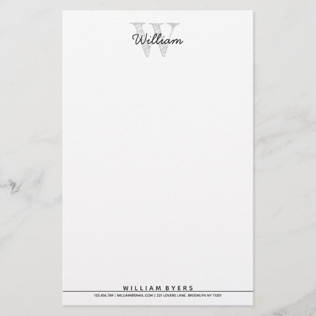 Personalized Name Monogram Stationery (Front)