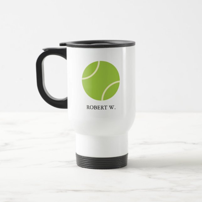 Personalized Name Monogram Tennis  Travel Mug (Left)