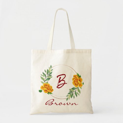 Personalized name monogram tote bag