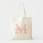 Personalized name monogram tote bag | Coral pink<br><div class="desc">Personalized name monogram tote bag | Coral pink color. Elegant logo design with monogrammed letter initials.  Cute vintage gift idea for bride,  flower girls,  maid of honor and bridesmaids at weddings.</div>