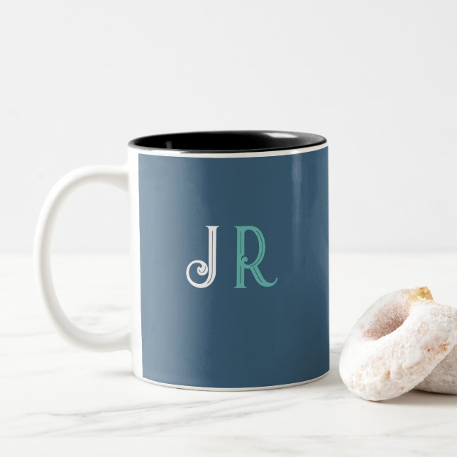 Personalized Name Monogram Two-Tone Coffee Mug (With Donut)