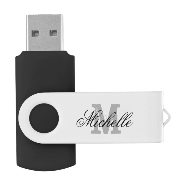 Personalized name monogram USB flash drive (Opened)