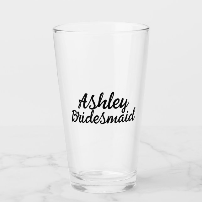 Personalized Name monogram wedding BridesmaidGlass Glass (Front)