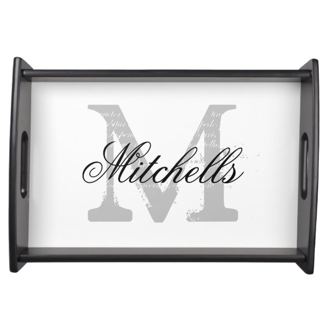 Personalized name monogram wedding serving trays (Front)