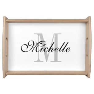 Personalized name monogram wedding serving trays