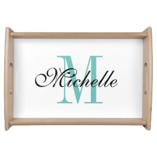 Personalized name monogram wedding serving trays