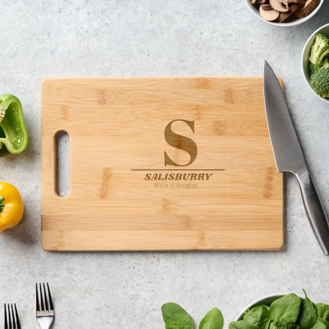Personalized Name Monogrammed | Custom Monogram Engraved Cutting Board (Kitchen Counter)