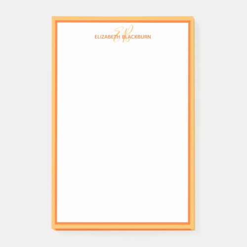 Personalized Name Monogrammed Initials Orange Chic Post_it Notes