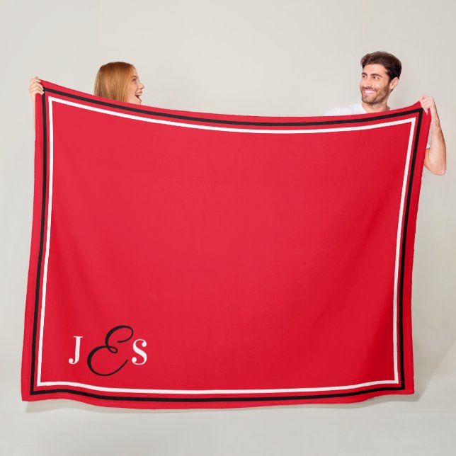Personalized Name Monogrammed Red Stadium Blanket (In Situ)
