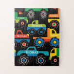 Personalized Name Monsters Trucks Gifts For Boys Jigsaw Puzzle at Zazzle