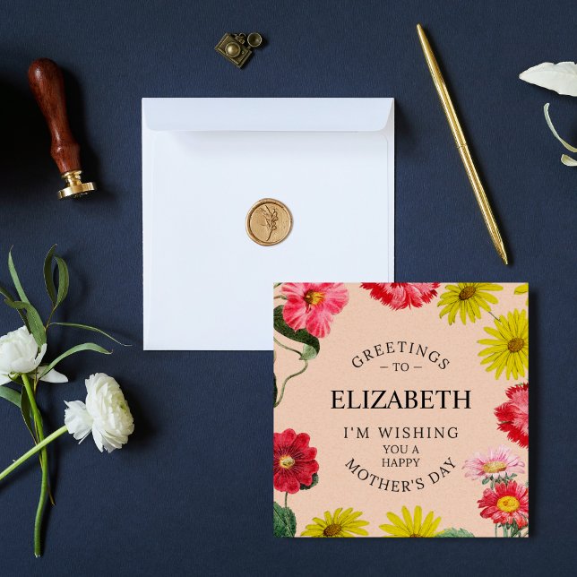 Personalized Name - Mother's Day Wishes Floral  Holiday Card (Creator Uploaded)