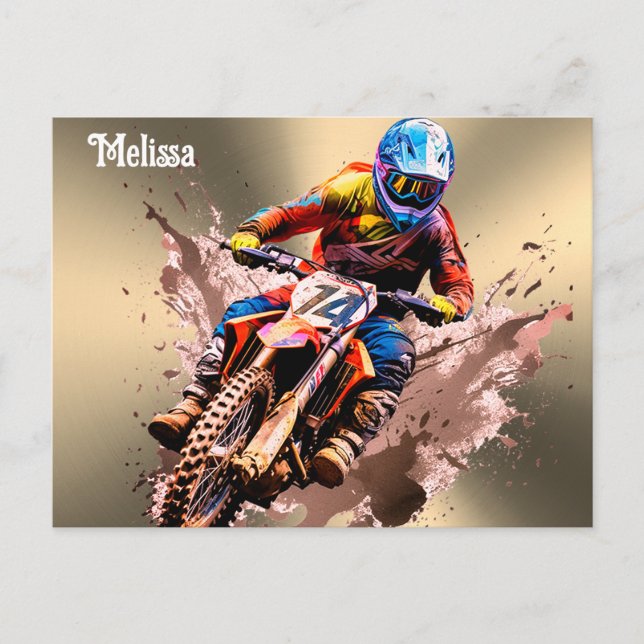 Personalized name Motocross Postcard (Front)
