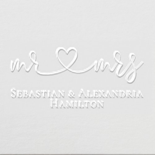 Personalized Name Mr and Mrs Love Heart Embosser