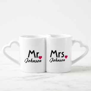 Personalized name Mr and Mrs mug set