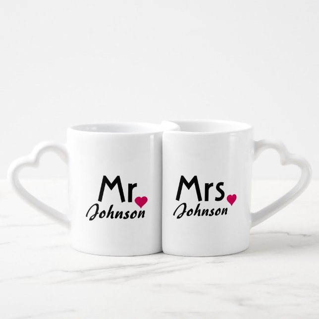 Personalized name Mr and Mrs mug set (Front Nesting)