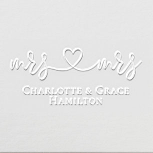 Personalized Name Mrs and Mrs Love Heart Embosser