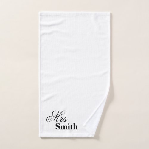 Personalized Name Mrs Smith White Hand Towel