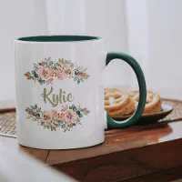 Single - Personalized Marble Coffee Mug w/Initial & Name - 11 oz, Pink - Custom Letter Coffee Mugs for Women - Bridal Shower Gifts, Coworker Gifts