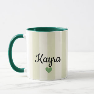 Personalized Name Mug Sage Green Striped Custom