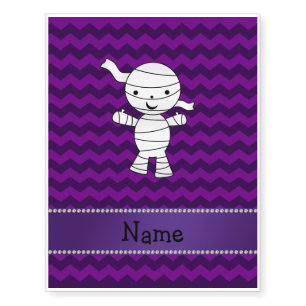 Personalized name mummy purple chevrons temporary tattoos