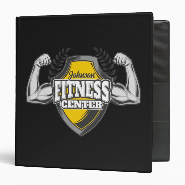Personalized NAME Muscle Fitness Trainer Gym 3 Ring Binder (Front/Inside)