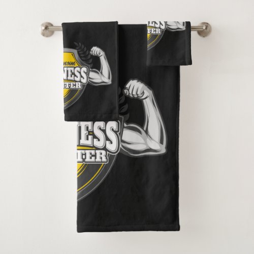 Personalized NAME Muscle Fitness Trainer Gym Bath Towel Set