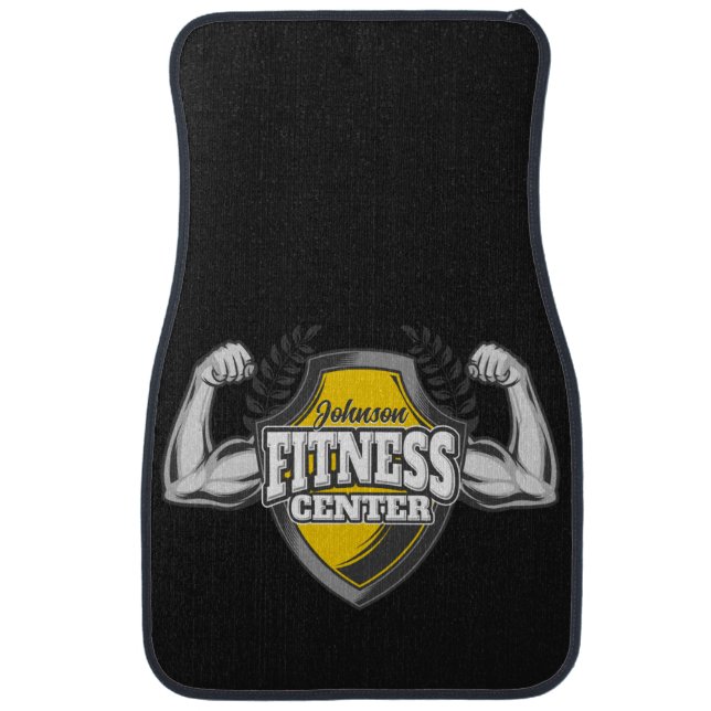 Personalized NAME Muscle Fitness Trainer Gym Car Floor Mat (Front)
