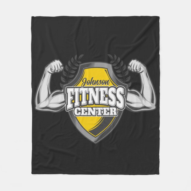 Personalized NAME Muscle Fitness Trainer Gym Fleece Blanket (Front)