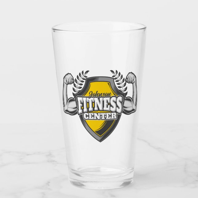 Personalized NAME Muscle Fitness Trainer Gym Glass (Front)