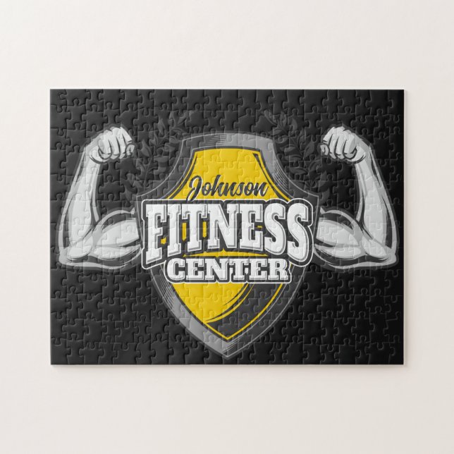 Personalized NAME Muscle Fitness Trainer Gym Jigsaw Puzzle (Horizontal)