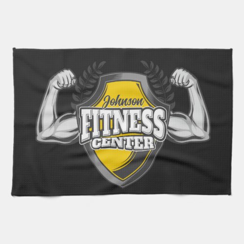 Personalized NAME Muscle Fitness Trainer Gym Kitchen Towel