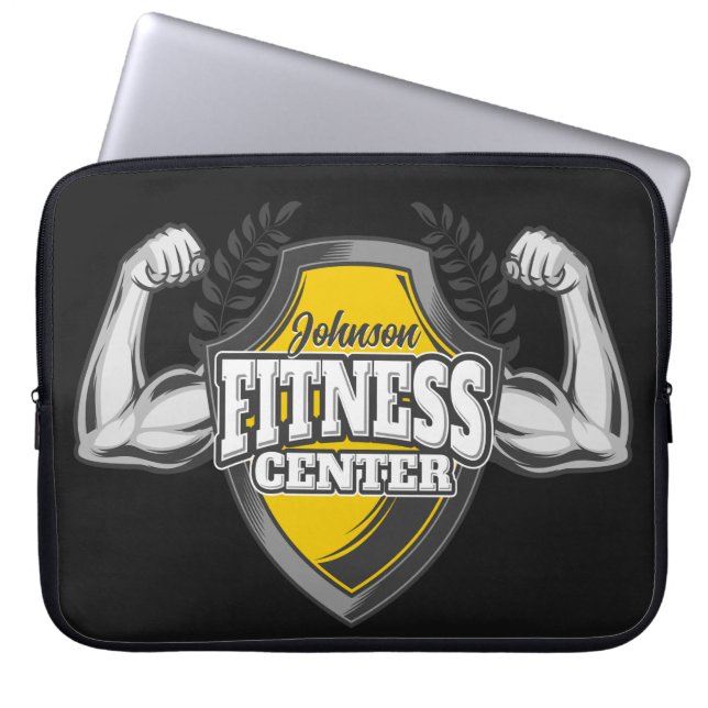 Personalized NAME Muscle Fitness Trainer Gym Laptop Sleeve (Front)