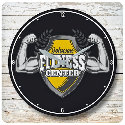 Personalized NAME Muscle Fitness Trainer Gym Large Clock