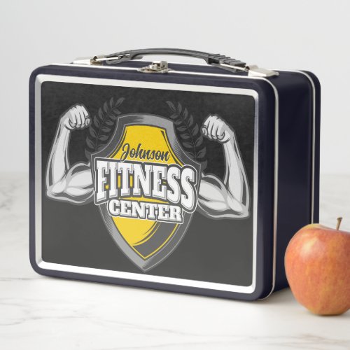 Personalized NAME Muscle Fitness Trainer Gym Metal Lunch Box