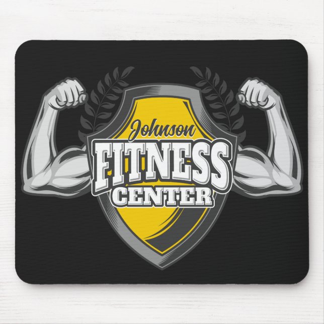 Personalized NAME Muscle Fitness Trainer Gym Mouse Pad (Front)