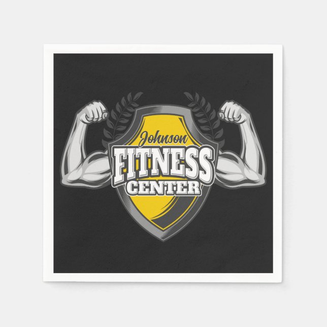 Personalized NAME Muscle Fitness Trainer Gym Napkins (Front)