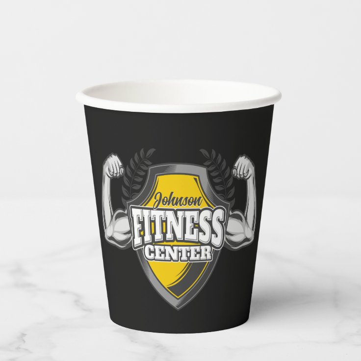 Personalized NAME Muscle Fitness Trainer Gym Paper Cups | Zazzle