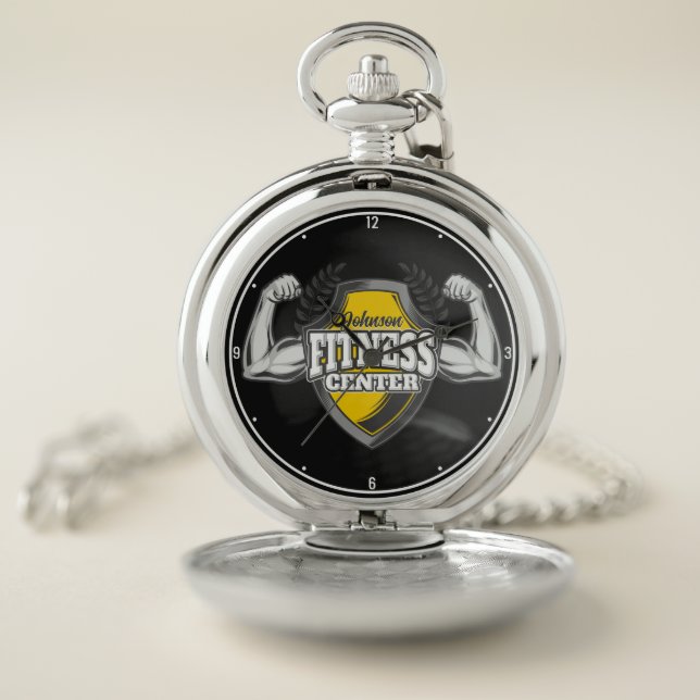 Personalized NAME Muscle Fitness Trainer Gym Pocket Watch (Inside)