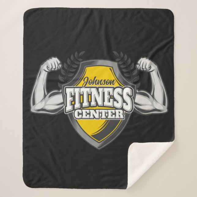Personalized NAME Muscle Fitness Trainer Gym Sherpa Blanket (Front)