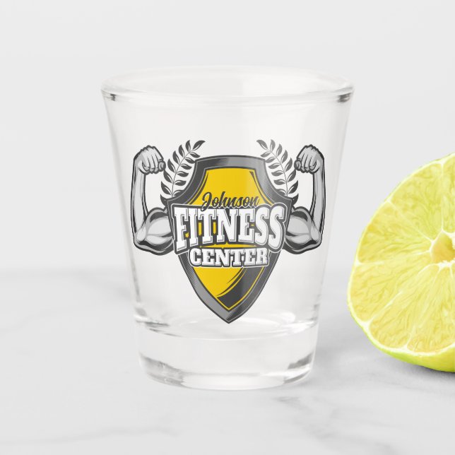 Personalized NAME Muscle Fitness Trainer Gym Shot Glass (Front)