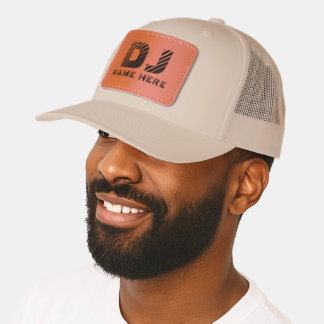 Personalized Name Music DJ Leather Patch Hat