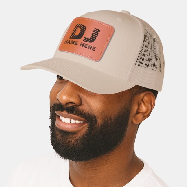 Personalized Name Music DJ Leather Patch Hat (Male)