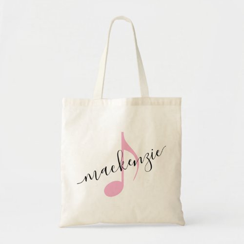 Personalized Name Music Note Black Pink Tote Bag