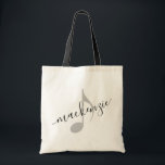 Personalized Name Music Note Black  Tote Bag<br><div class="desc">Simple black and white music note bag with your name printed on it with a modern and elegant handwritten calligraphy script font in black over an eighth note in pink. Text colors and fonts can be changed, making the book bag perfect for multiple kids to store their sheet music and...</div>