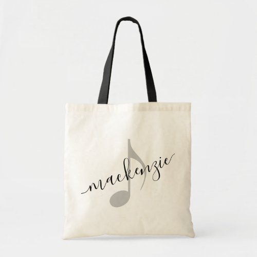 Personalized Name Music Note Black  Tote Bag