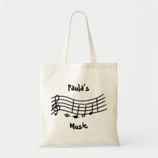 Personalized Name, music notes wavy scale, bag